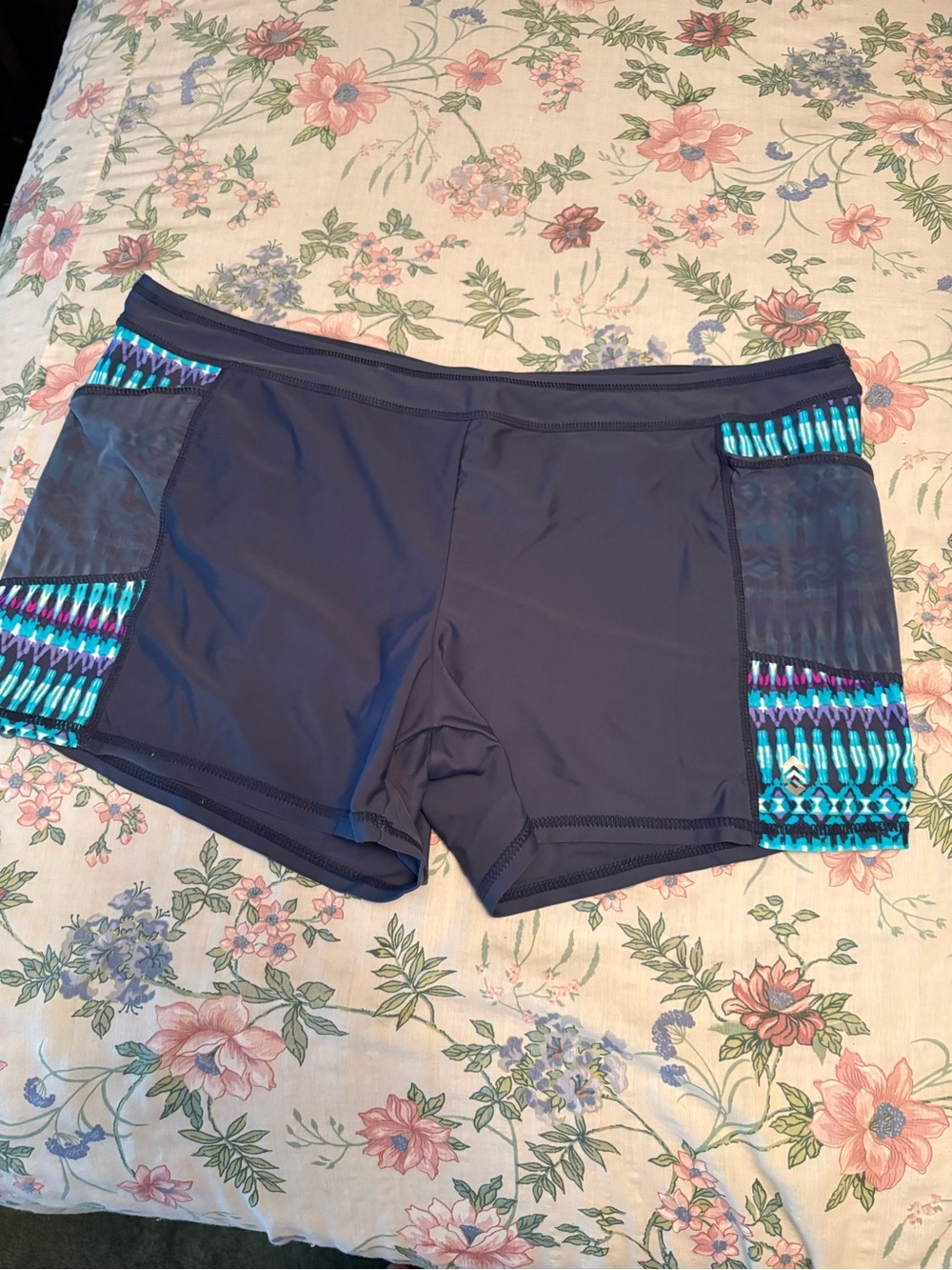 Women’s Navy Print Shorts with Blue Geometric Accents